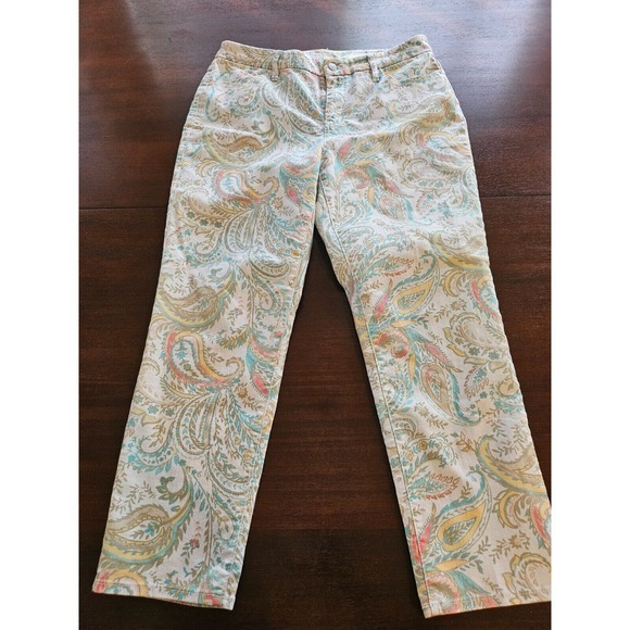 Chico's So Slimming Artisan Paisley Girlfriend Ankle Pants‎ Jeans Size 1 USA 8 - Picture 1 of 8